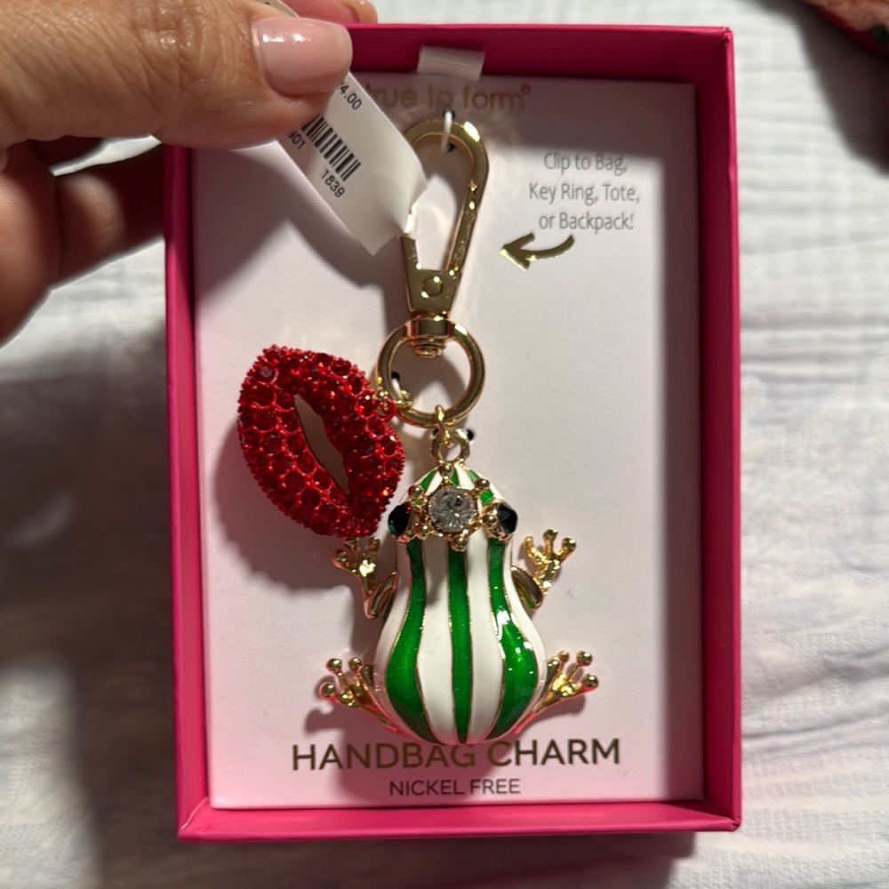 Crown Frog & Lips Handbag Charm